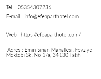 Efe Apart Hotel iletiim bilgileri